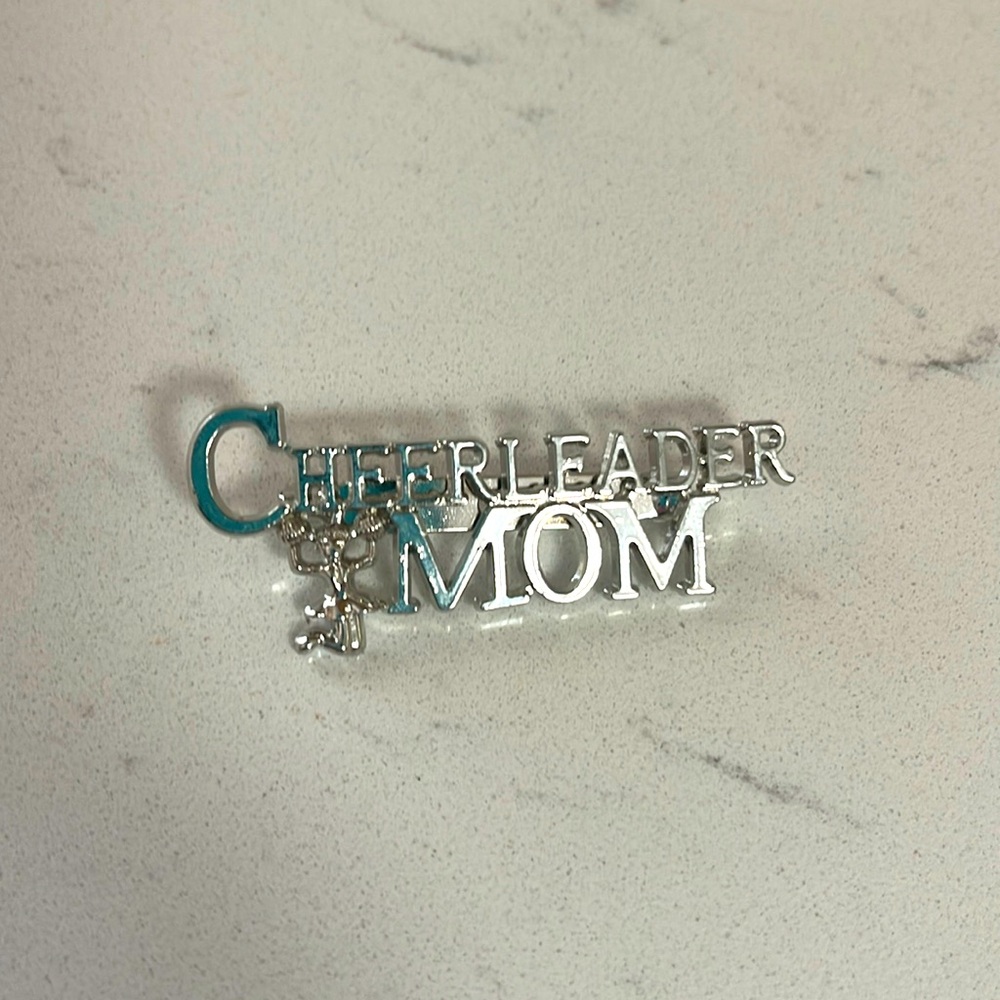 Cheer Mom Pin, cheer mom silver tone
Cheer mom swag, cheer swag, new cheer gift